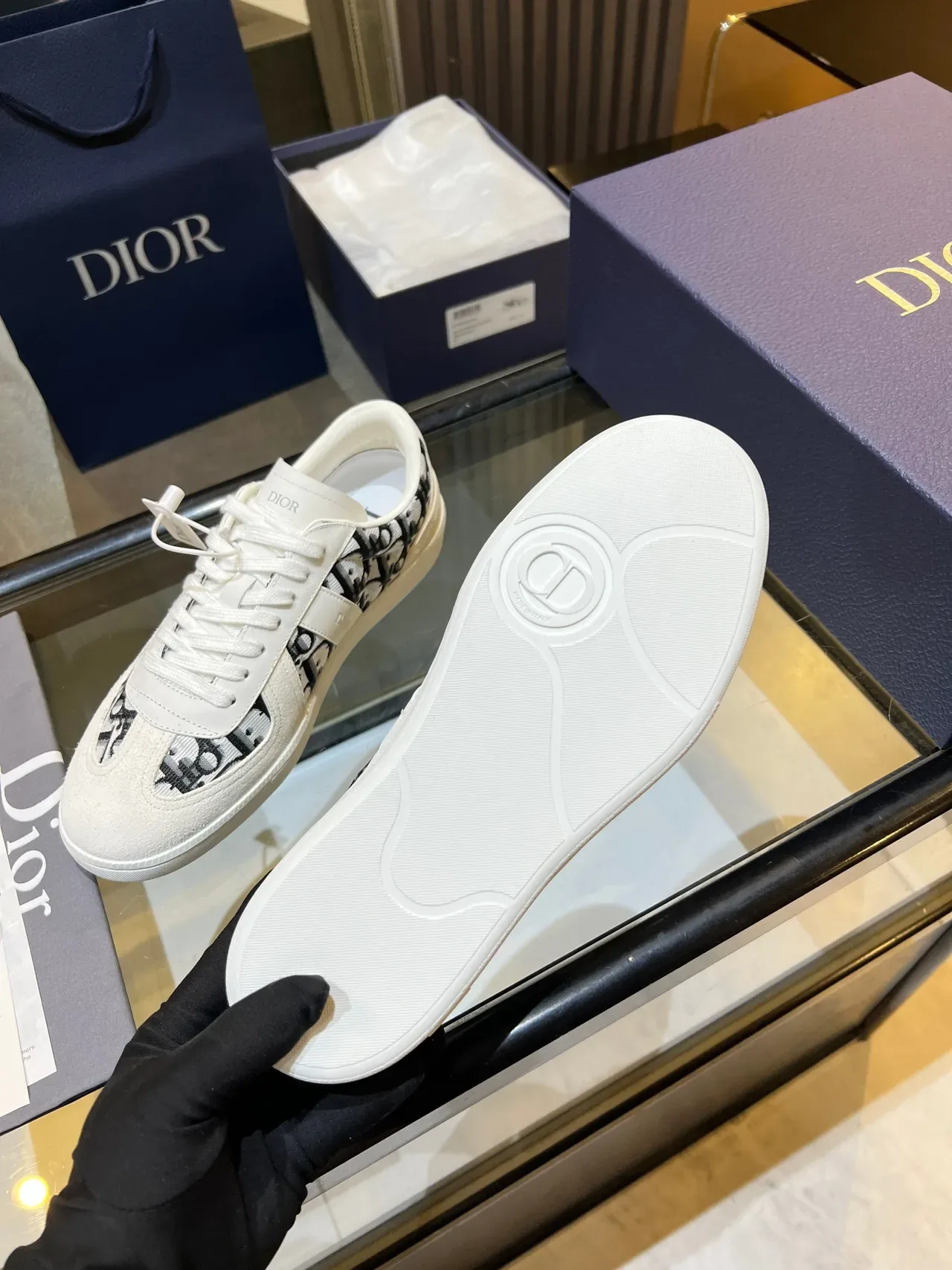 Dior White Black Monogrammed Textile Leather Overlays Lifestyle Sneakers 2