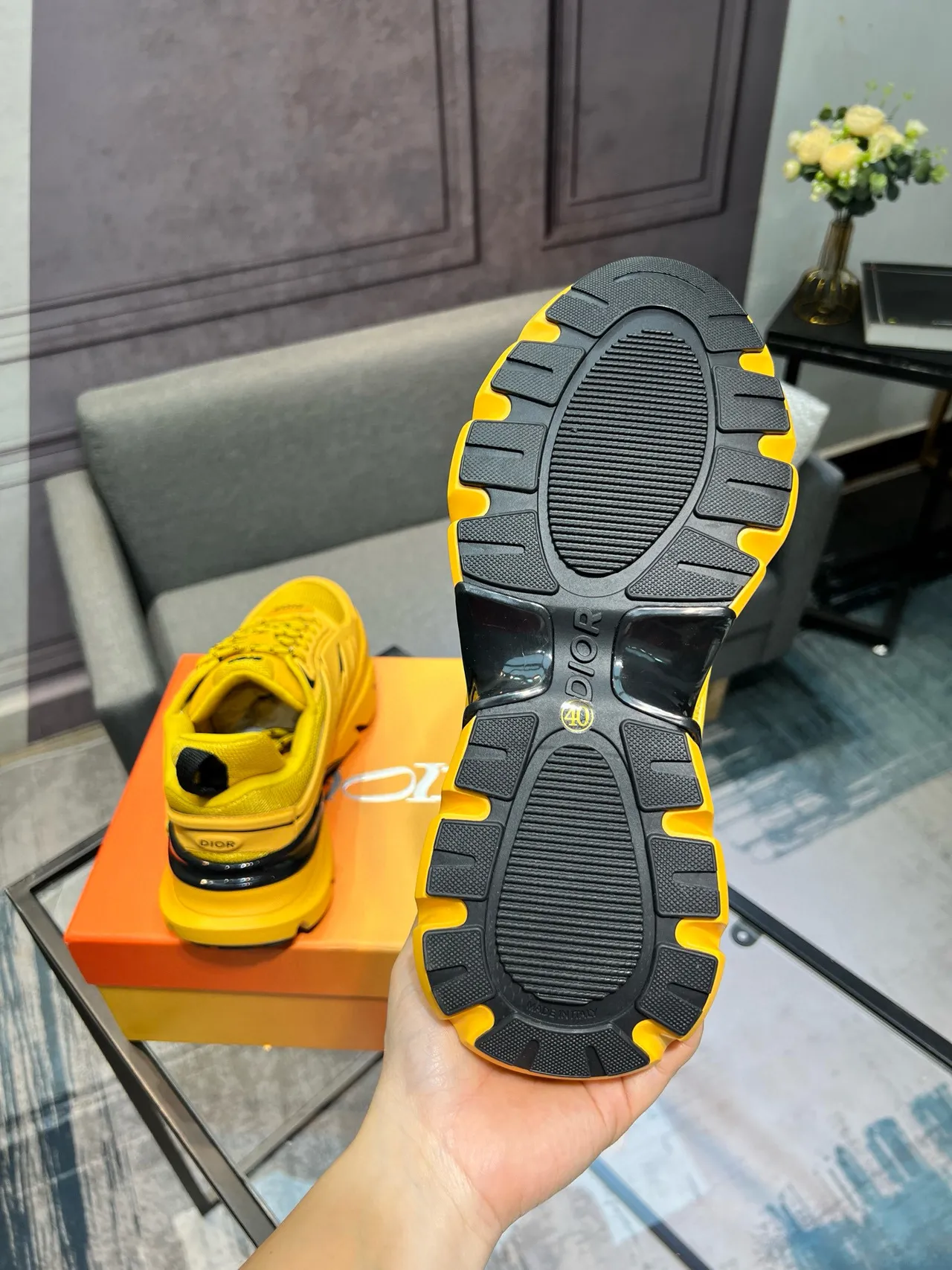 Dior Yellow Black Sole Mesh Upper Chunky Sneakers 3
