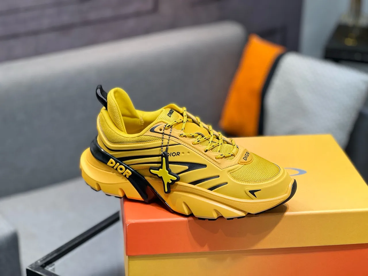 Dior Yellow Black Sole Mesh Upper Chunky Sneakers 5