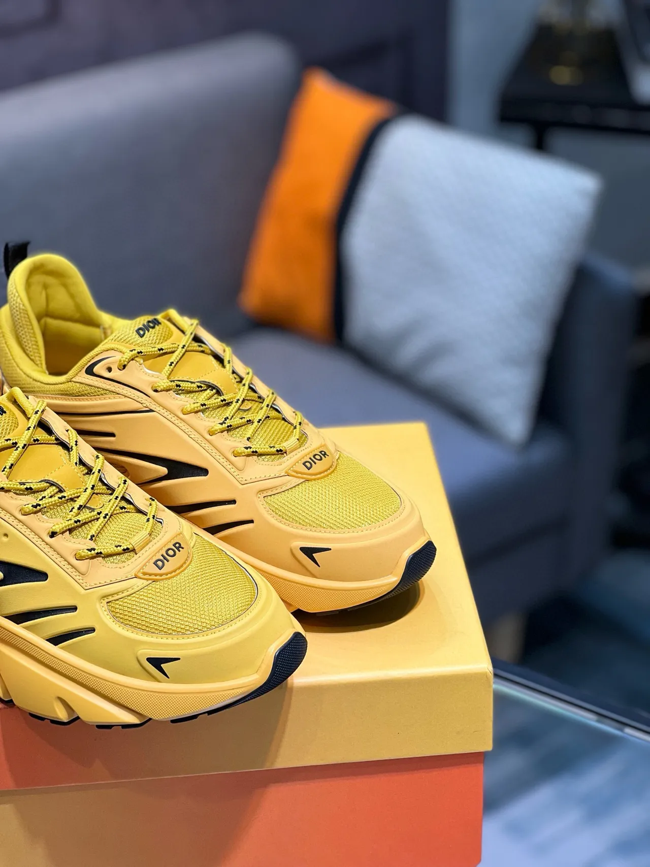 Dior Yellow Black Sole Mesh Upper Chunky Sneakers 7