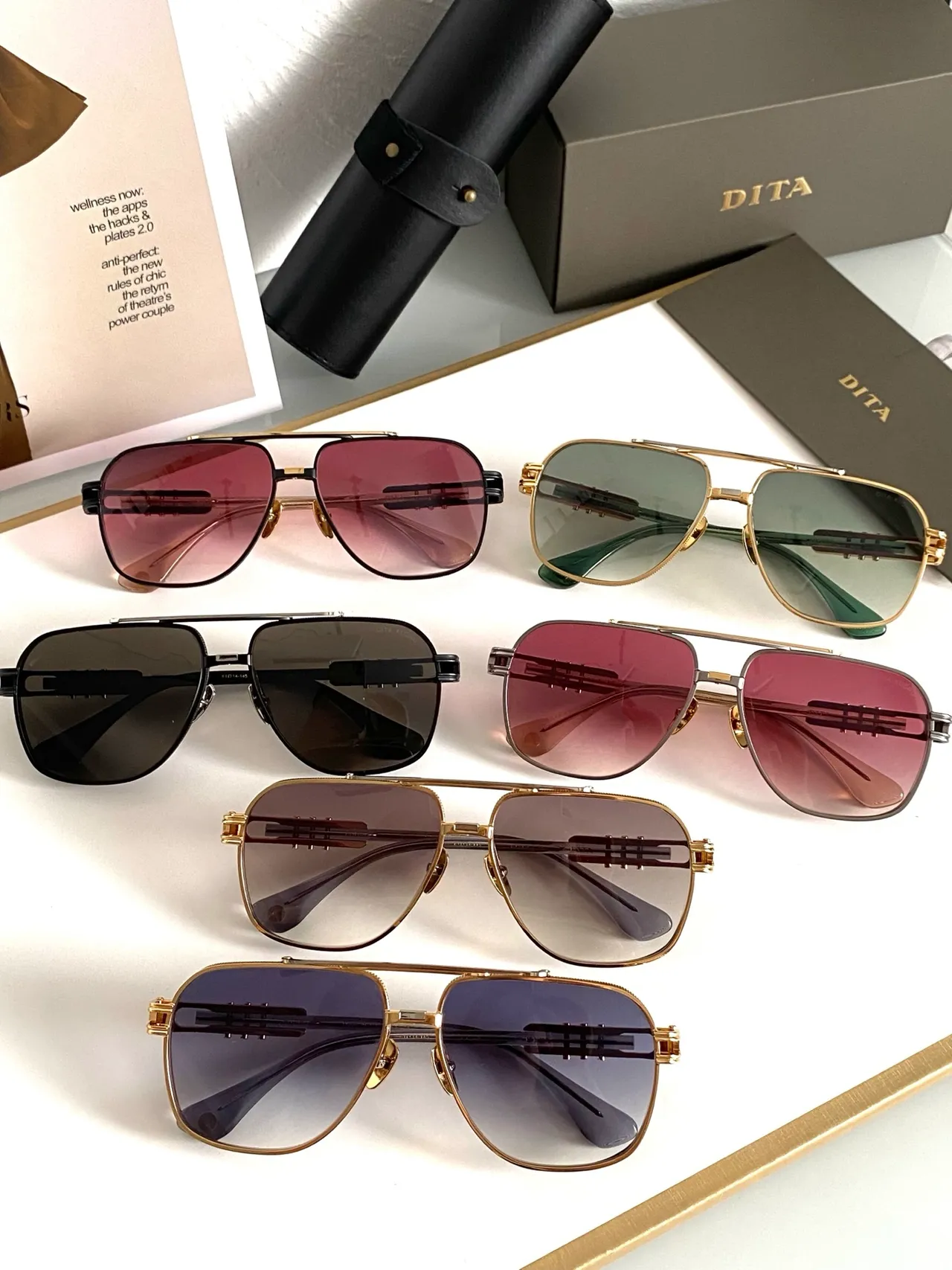 DITA KUDRU Gold-Tone Navigator Sunglasses 3