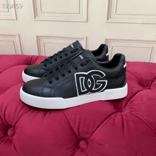 Dolce & Gabbana Black White Leather Upper Oversized DG Monogram Lifestyle Sneakers