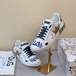 Dolce & Gabbana Love Royal Graphic-Print White Lifestyle Sneakers
