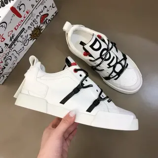 Dolce & Gabbana أبيض أسود جلد صناعي الجزء العلوي حزام أجهزة نمط الحياة سنيكرز
