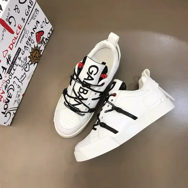 Dolce & Gabbana أبيض أسود جلد صناعي الجزء العلوي حزام أجهزة نمط الحياة سنيكرز 2
