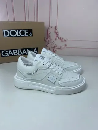 Dolce & Gabbana White Gray Leather Platform Sole Lifestyle Sneakers 2