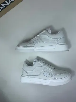 Dolce & Gabbana White Gray Leather Platform Sole Lifestyle Sneakers 4