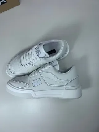 Dolce & Gabbana White Gray Leather Platform Sole Lifestyle Sneakers 6