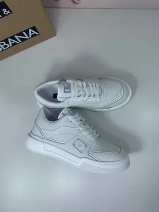 Dolce & Gabbana White Gray Leather Platform Sole Lifestyle Sneakers 8