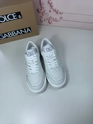 Dolce & Gabbana White Gray Leather Platform Sole Lifestyle Sneakers 9