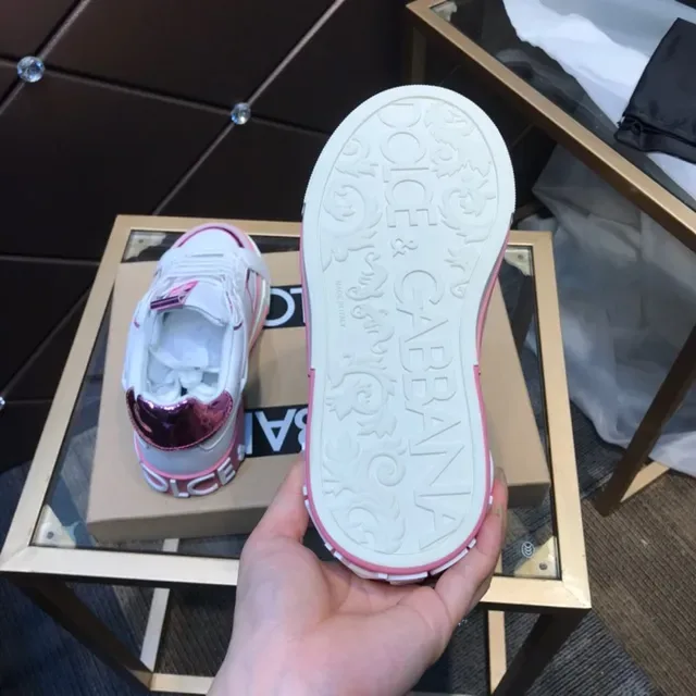 Dolce & Gabbana أبيض وردي بنفسجي معدني أسلوب حياة حذاء رياضي 4