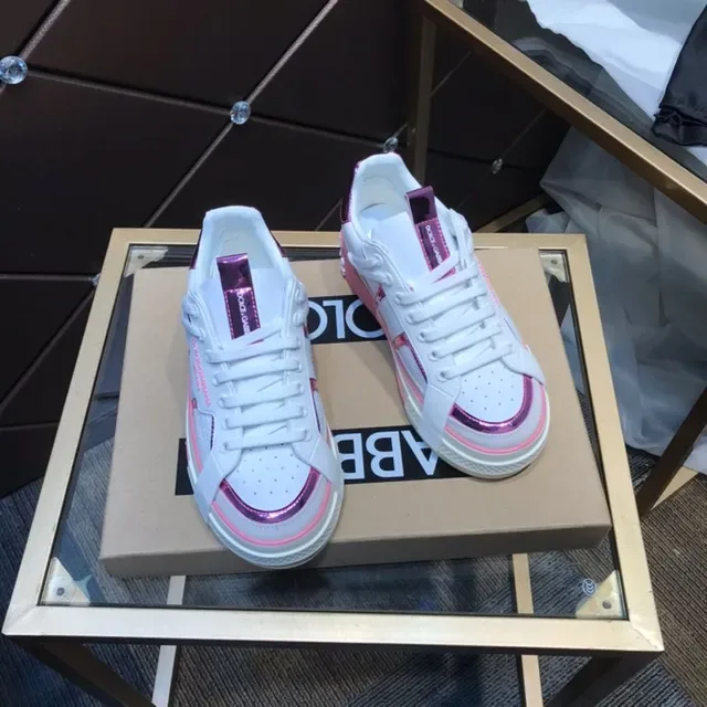 Dolce & Gabbana أبيض وردي بنفسجي معدني أسلوب حياة حذاء رياضي 8