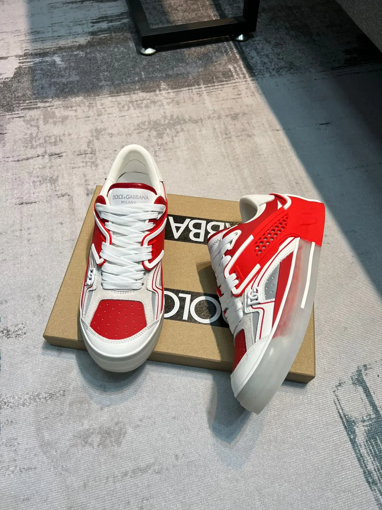 Dolce & Gabbana NS1 Red White Gray أحذية رياضية للأسلوب الحياة 3