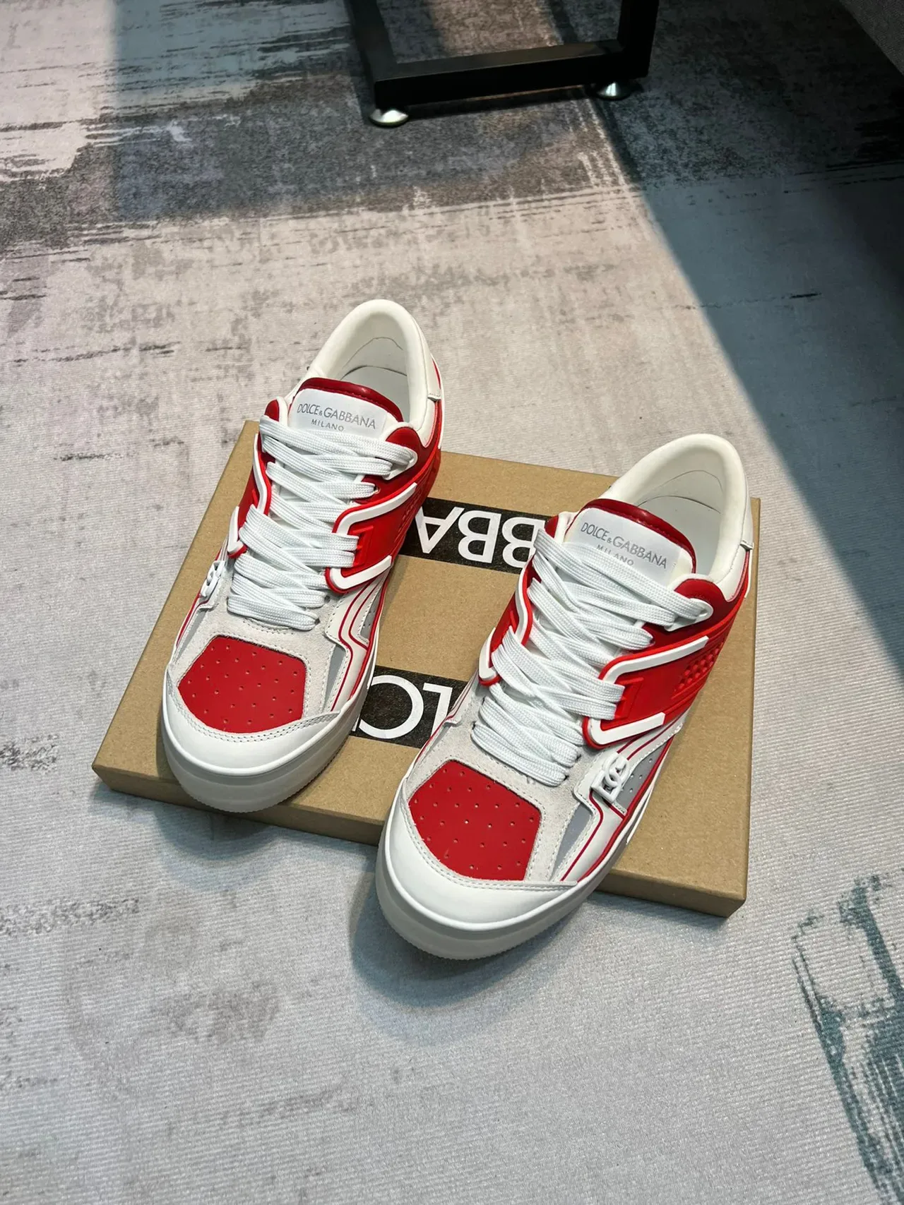 Dolce & Gabbana NS1 Red White Gray أحذية رياضية للأسلوب الحياة 5