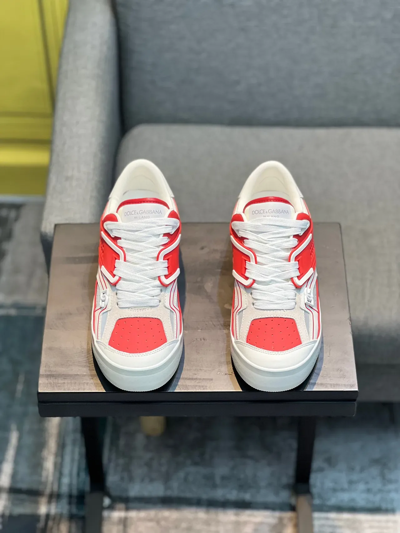 Dolce & Gabbana NS1 Red White Gray أحذية رياضية للأسلوب الحياة 6