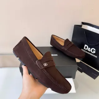 Dolce & Gabbana Penny Loafer Brown Beige Suede Upper Strap Loafer