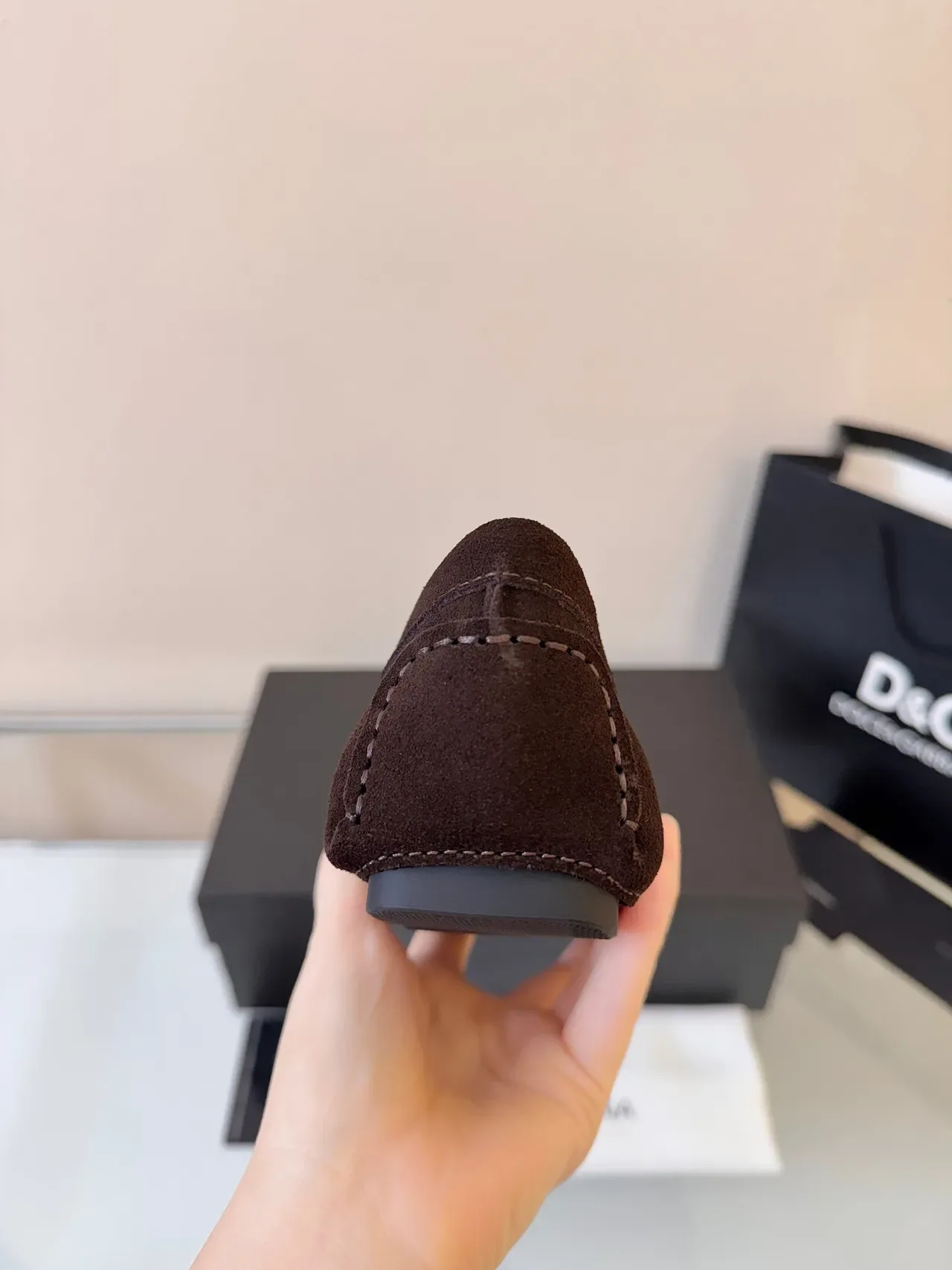 Dolce & Gabbana Penny Loafer Marron Beige Daim Haut Sangle Loafer 4