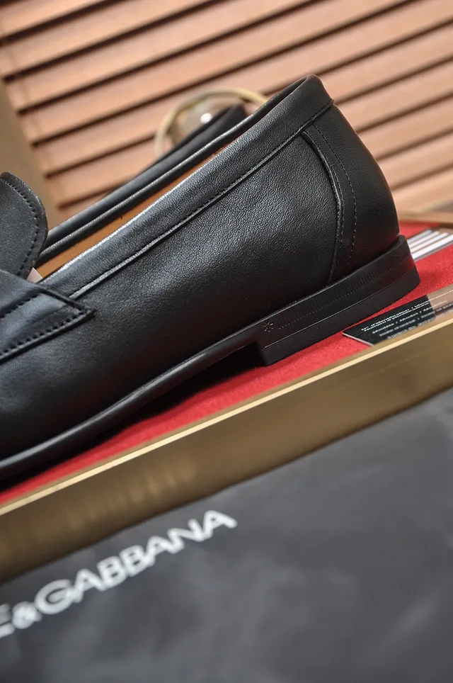 Dolce & Gabbana Portofino Noir Beige Cuir DG Logo Buckle Loafer 2