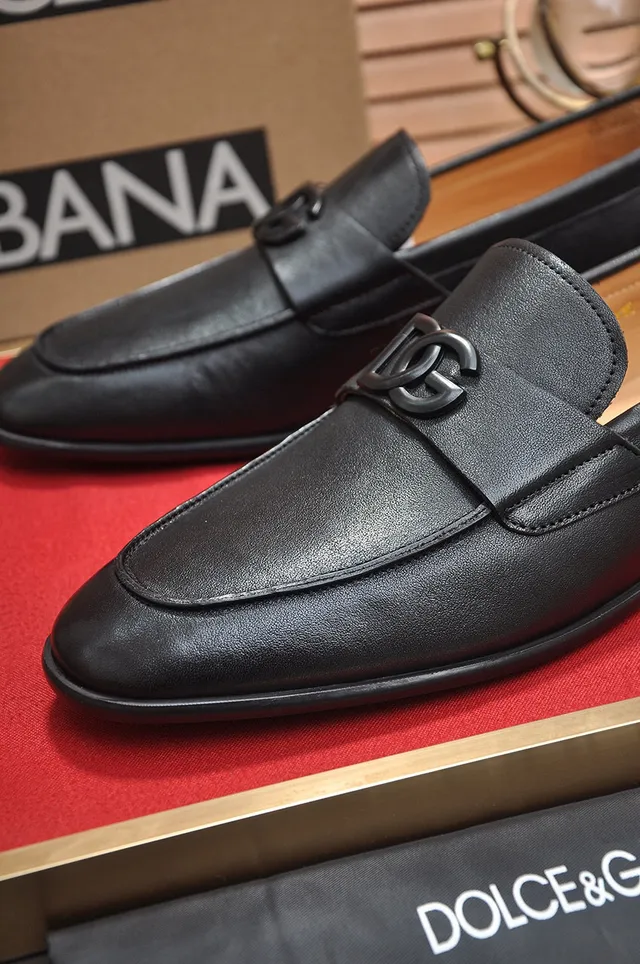Dolce & Gabbana Portofino Noir Beige Cuir DG Logo Buckle Loafer 3
