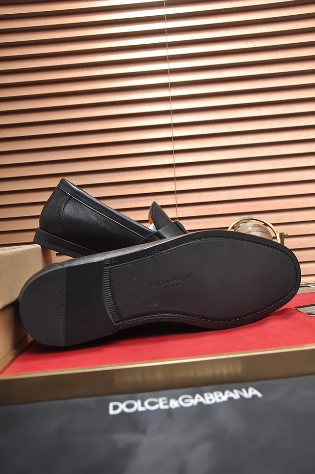 Dolce & Gabbana Portofino Noir Beige Cuir DG Logo Buckle Loafer 4