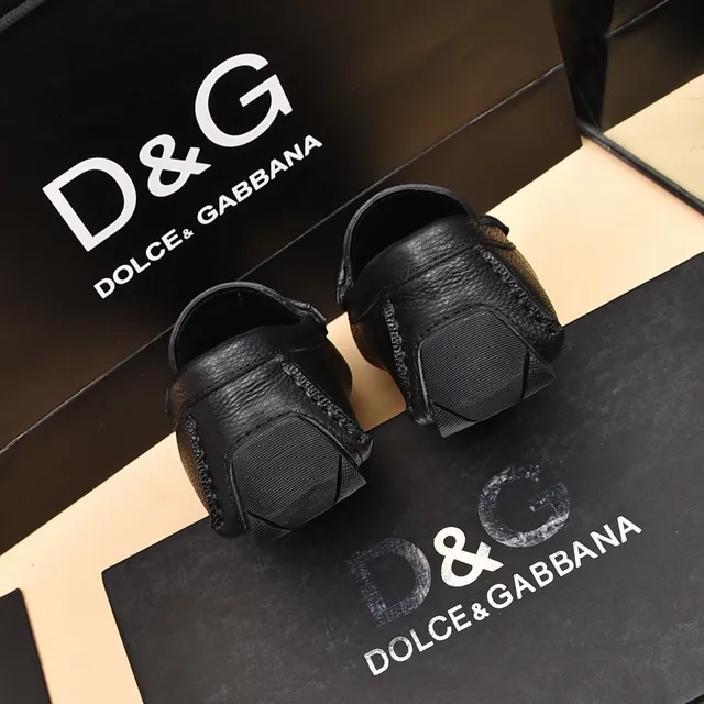 Dolce & Gabbana Portofino Mocassins Pretos de Couro Pebbled 2