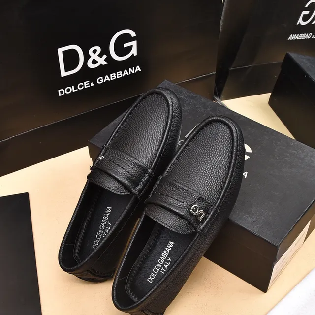 Dolce & Gabbana Portofino Mocassins Pretos de Couro Pebbled 3