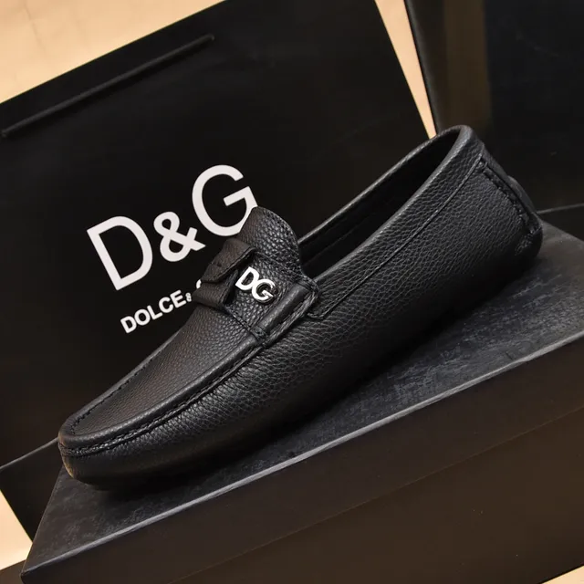 Dolce & Gabbana Portofino Mocassins Pretos de Couro Pebbled 5