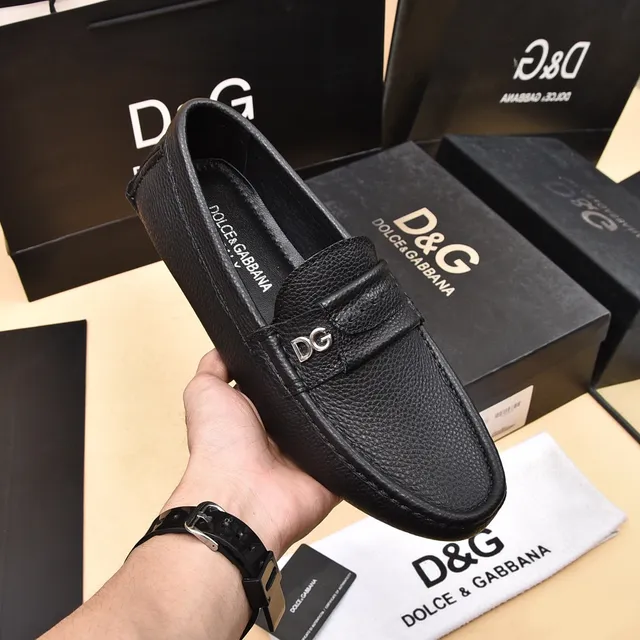 Dolce & Gabbana Portofino Mocassins Pretos de Couro Pebbled 6