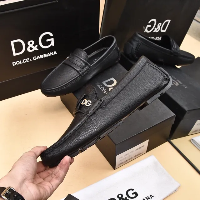Dolce & Gabbana Portofino Mocassins Pretos de Couro Pebbled 7
