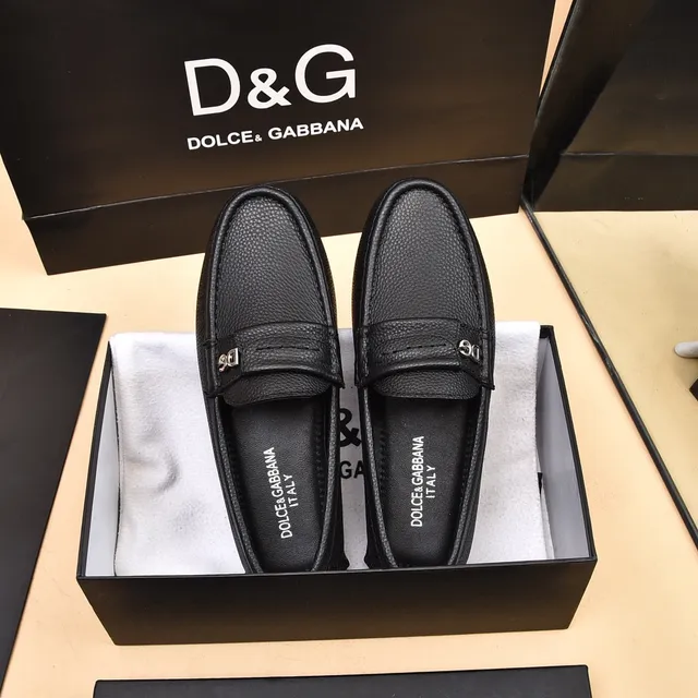 Dolce & Gabbana Portofino Mocassins Pretos de Couro Pebbled 9