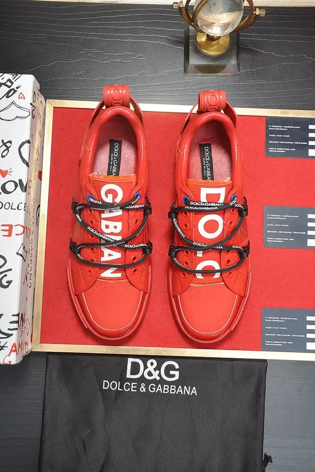 Dolce & Gabbana Portofino Red Black Bright Leather Upper Side Zip Fastening Lifestyle Sneakers 8