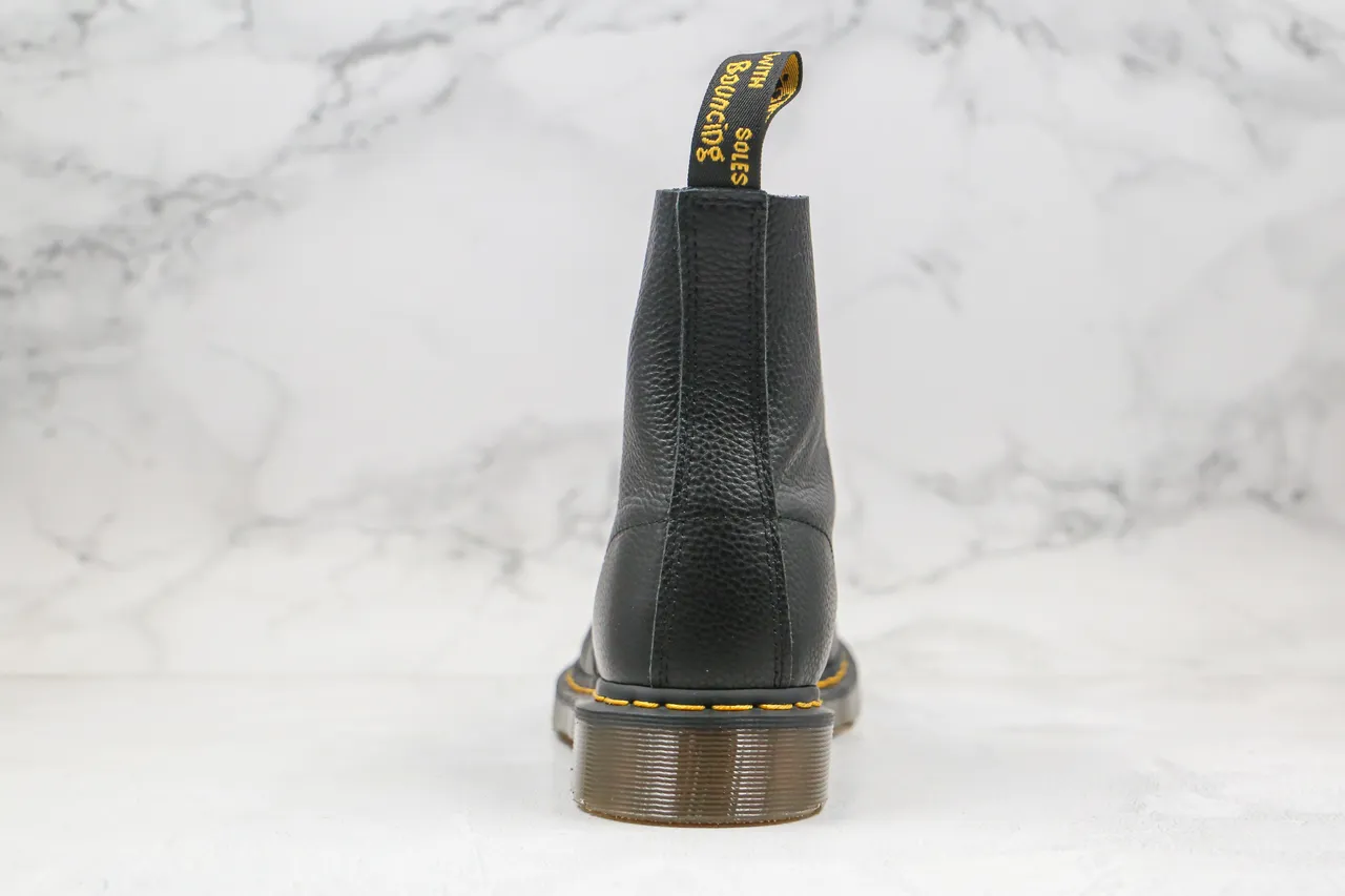 Dr. Martens 1460 Black Pebbled Leather Yellow Stitch Martin Boots 3