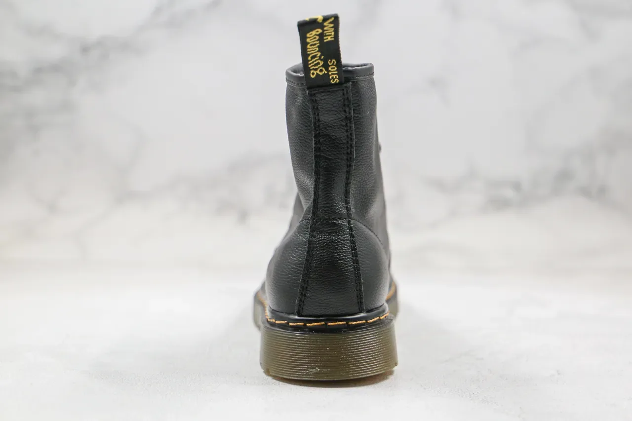 Dr. Martens 1460 Black Smooth Leather Yellow Welt Martin Boots 3