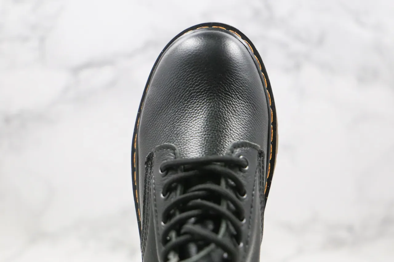 Dr. Martens 1460 Black Smooth Leather Yellow Welt Martin Boots 4