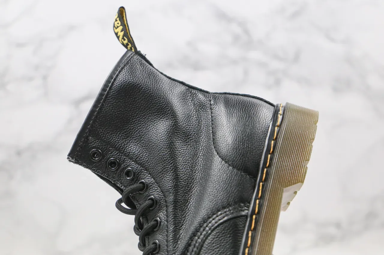 Dr. Martens 1460 Black Smooth Leather Yellow Welt Martin Boots 5
