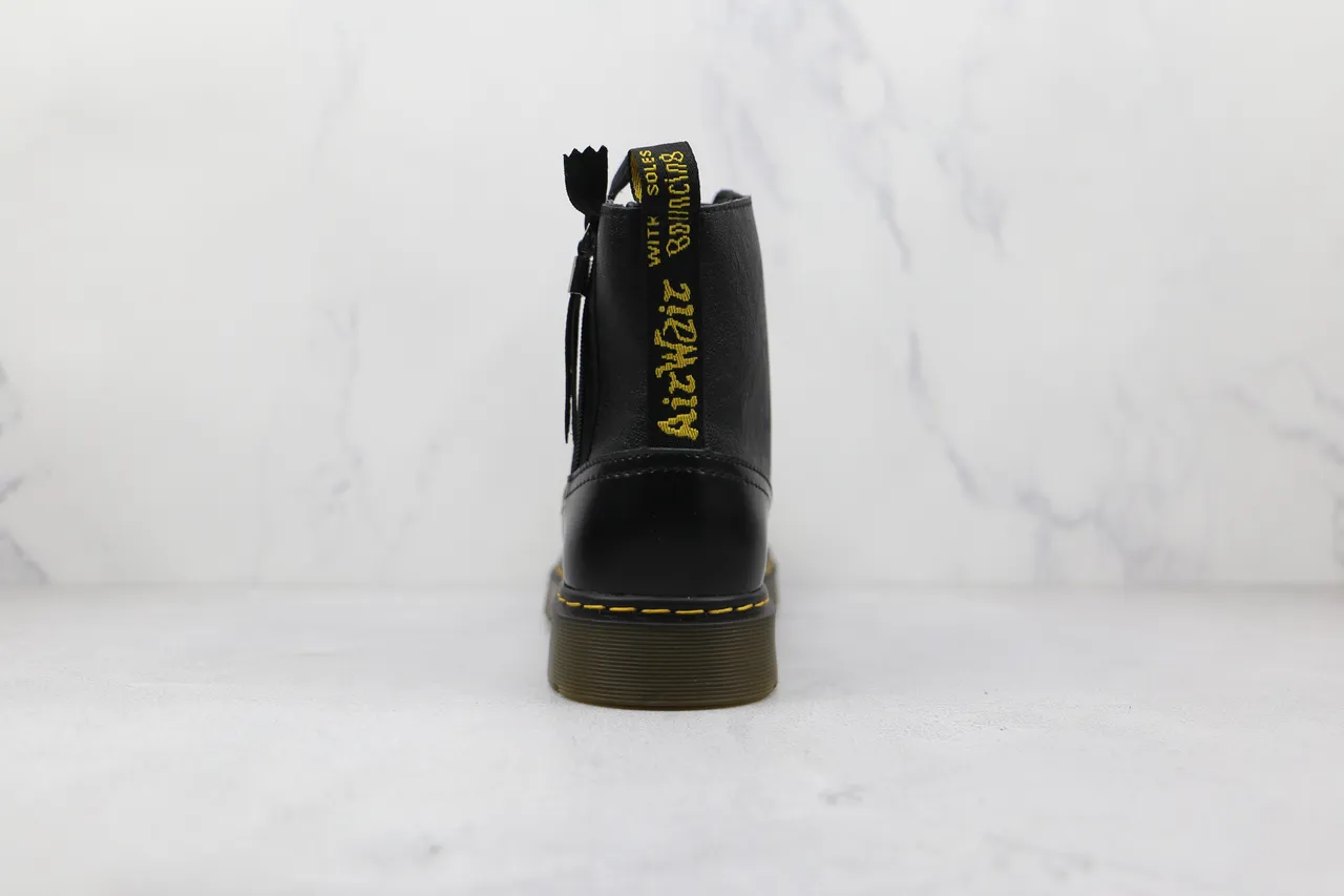 Dr. Martens Black Yellow Smooth Leather Side Zipper Martin Boots 2