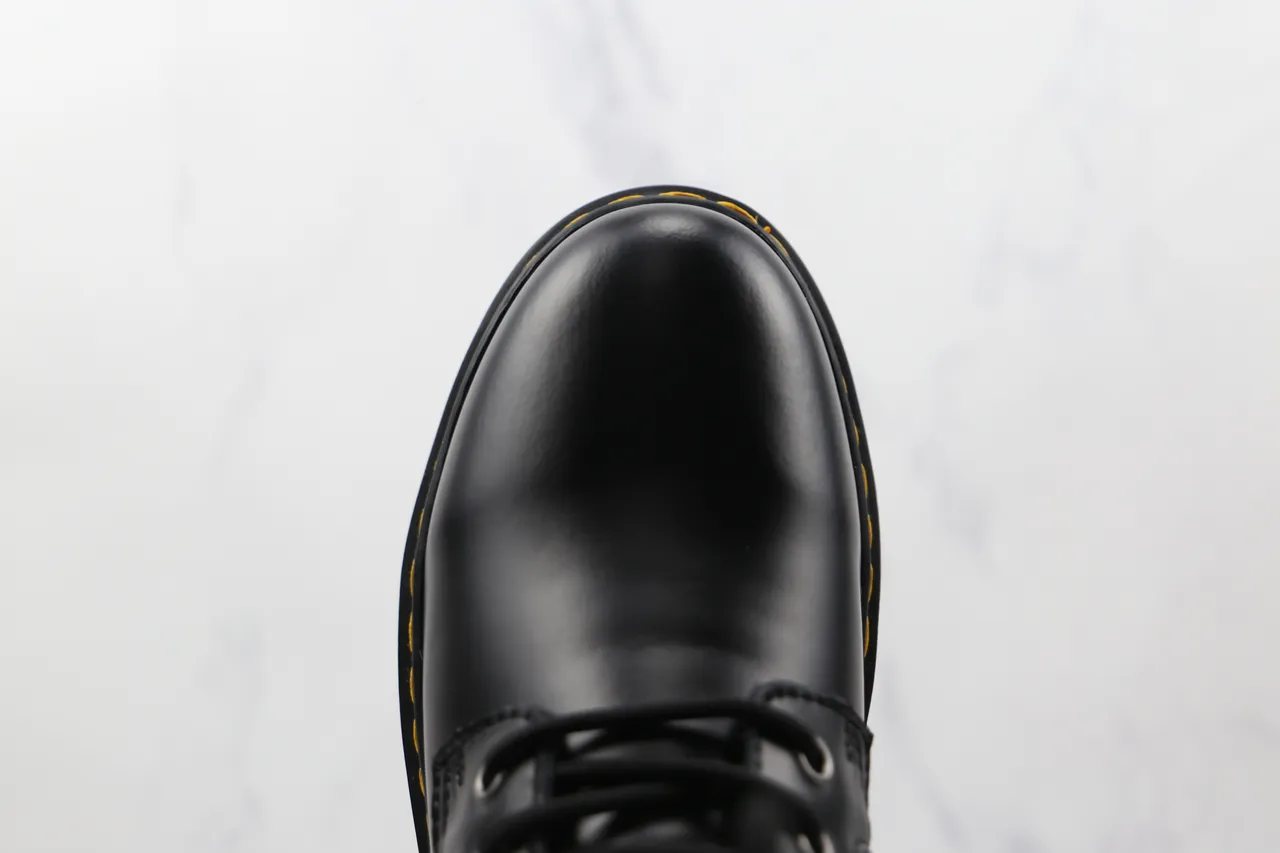 Dr. Martens Black Yellow Smooth Leather Side Zipper Martin Boots 6