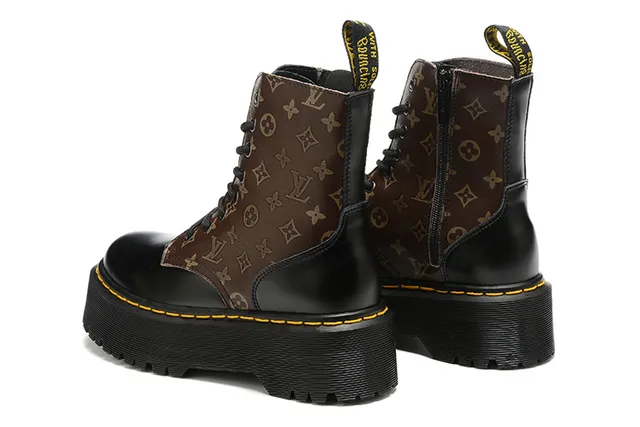 Dr. Martens Jadon Monogram-Print Platform Martin Boots 8