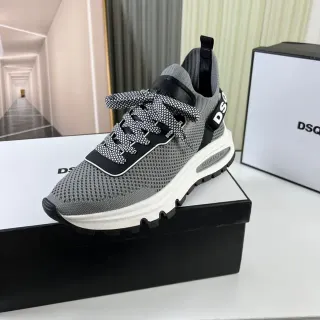 Dsquared2 ICON Gray Black White Grid Lace Lifestyle Sneakers
