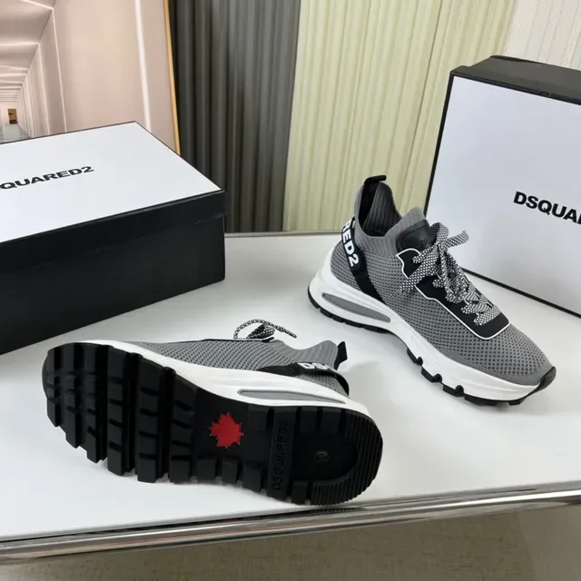 Dsquared2 ICON Gray Black White Grid Lace Lifestyle Sneakers 3