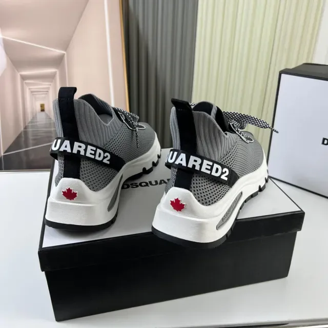 Dsquared2 ICON Gray Black White Grid Lace Lifestyle Sneakers 4