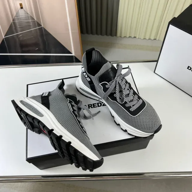 Dsquared2 ICON Gray Black White Grid Lace Lifestyle Sneakers 6