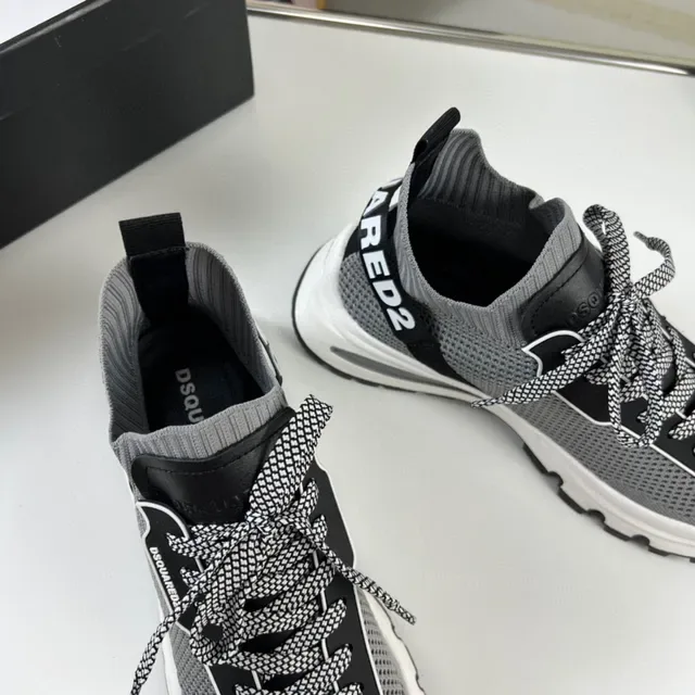 Dsquared2 ICON Gray Black White Grid Lace Lifestyle Sneakers 7