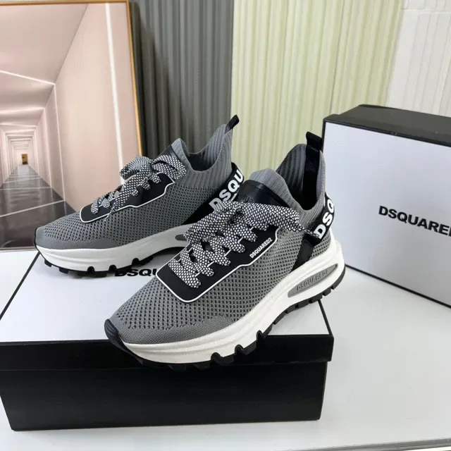 Dsquared2 ICON Gray Black White Grid Lace Lifestyle Sneakers 8