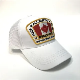 Dsquared2 ICON White Red Embroidered Patch Badge Mesh-Back Construction Baseball Cap