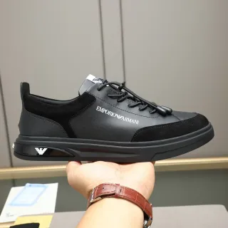 Emporio Armani Black Suede and Leather Lifestyle Sneakers
