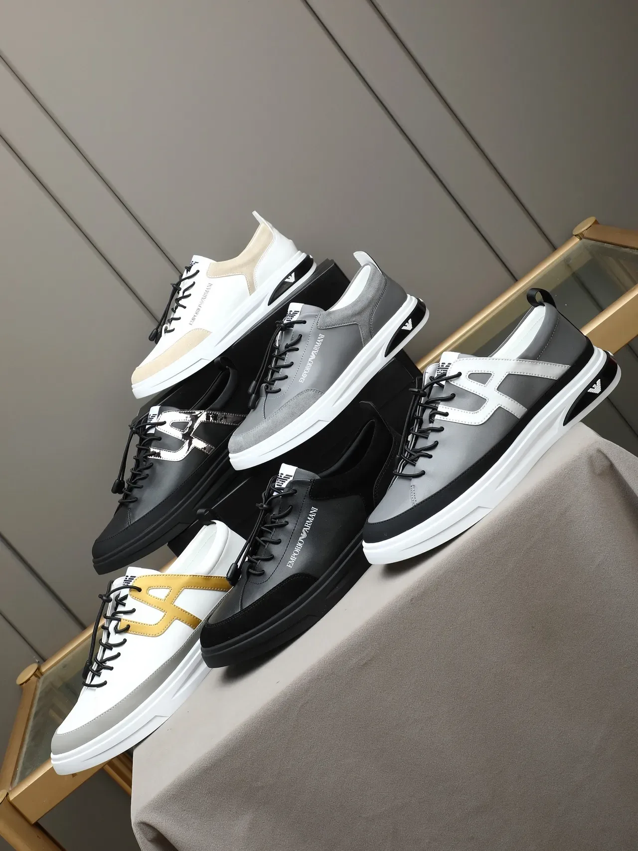 Emporio Armani Black Suede and Leather Lifestyle Sneakers 2