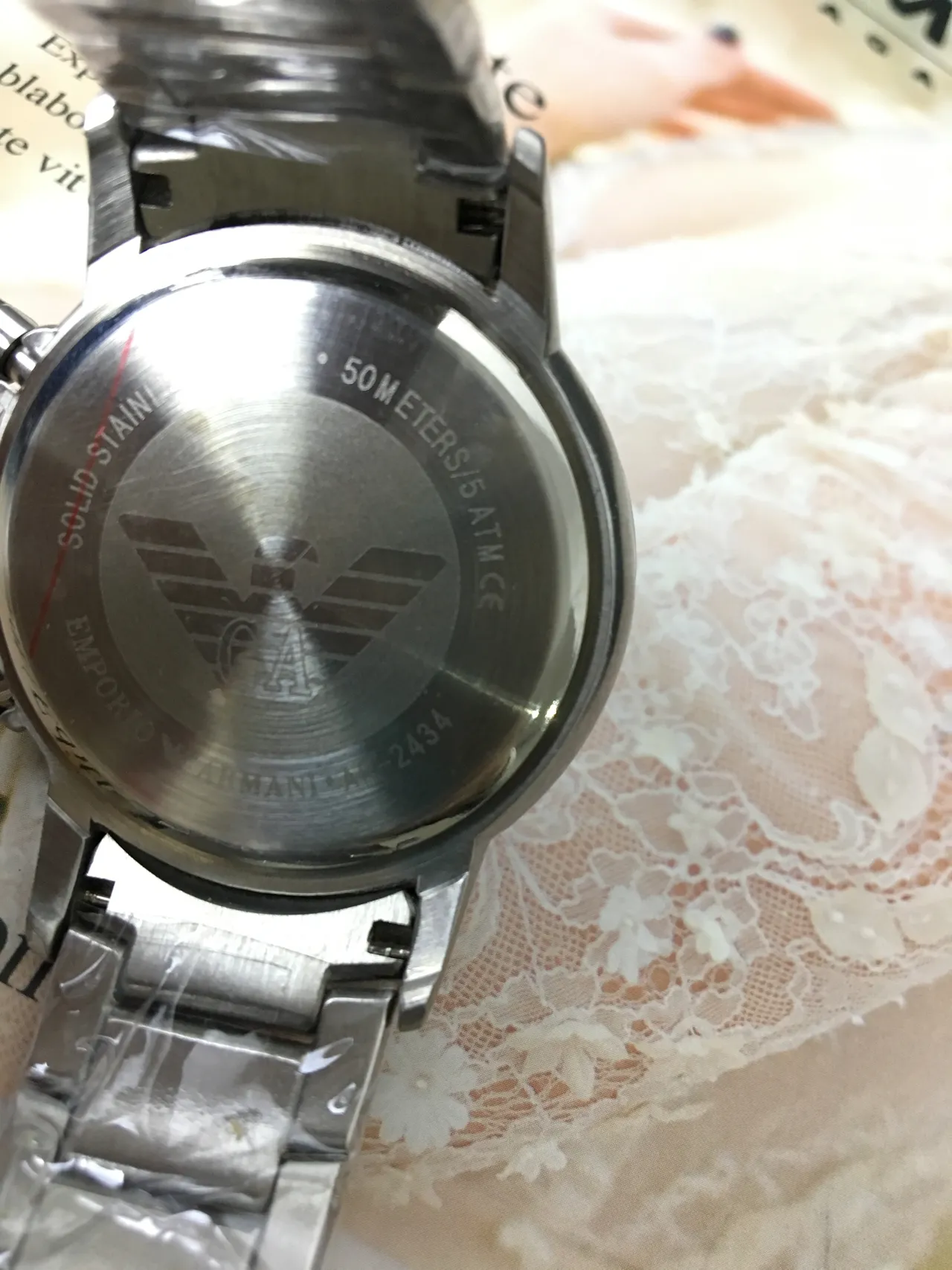 Emporio Armani Chronograph Black Dial Stainless Steel Mechanical Watch 9