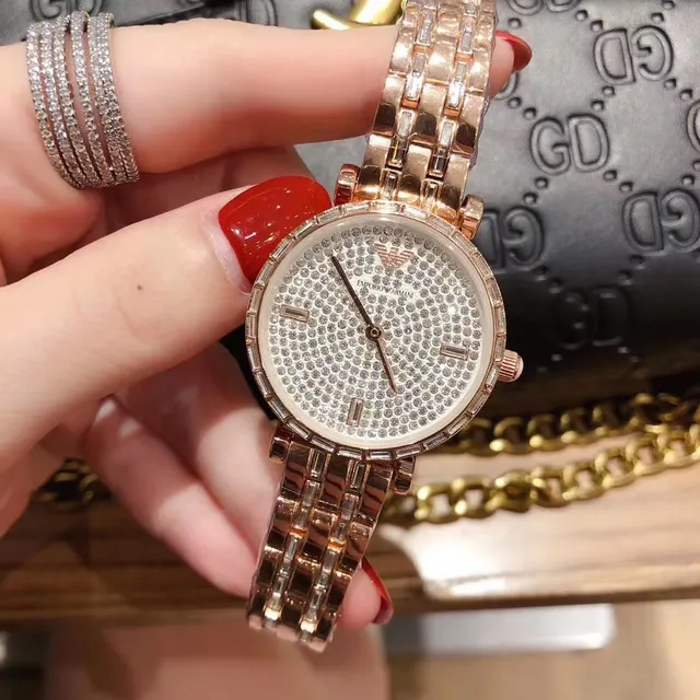 Emporio Armani Crystal-Paved Rose Gold Quartz Watch 2