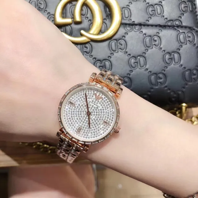 Emporio Armani Crystal-Paved Rose Gold Quartz Watch 3
